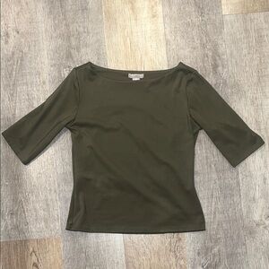 H&M Dark Olive Short Sleeve Top
